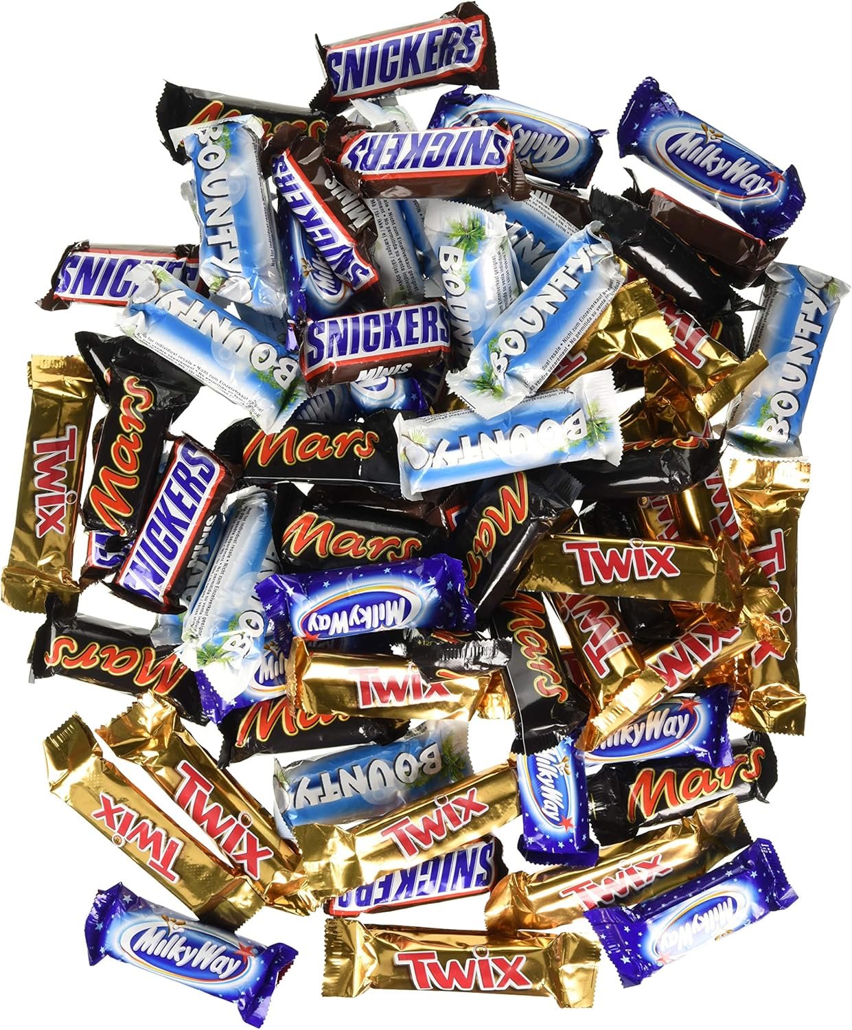 Mars Mixed Bulk 1.4kg, 71 Fun Size Chocolate Bars, Twix, milkyway, Snickers & Bounty, Ideal for Gift, Hampers, Snacks, Party Bags - Image 2